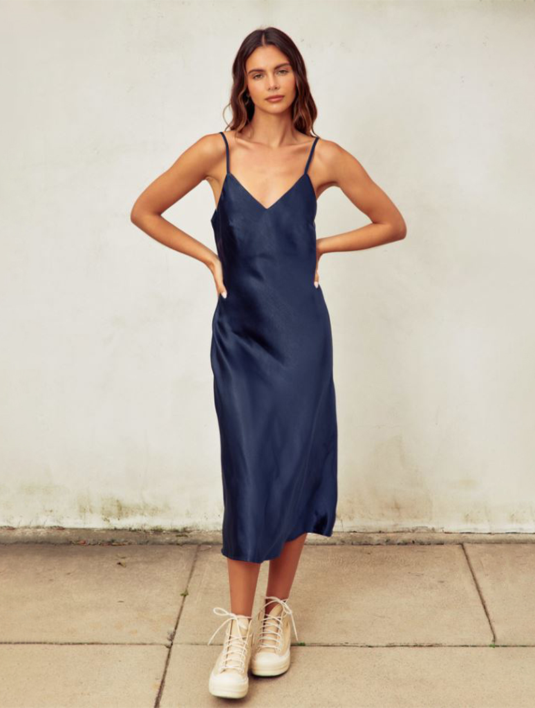 Satin Bias Cut Slip Dress