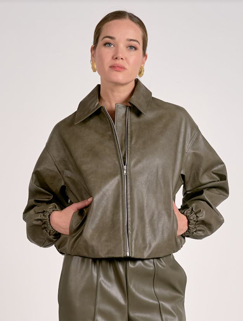 Vegan Leather Bomber Jacket