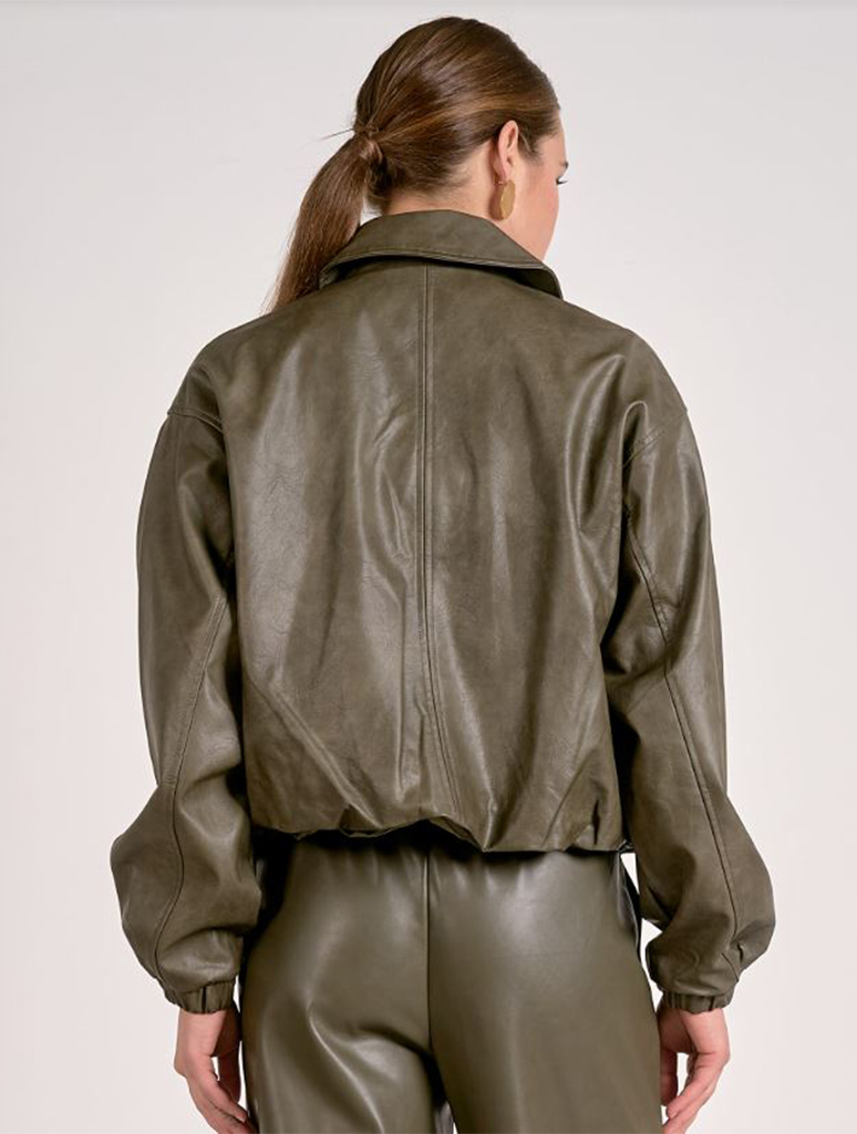 Vegan Leather Bomber Jacket