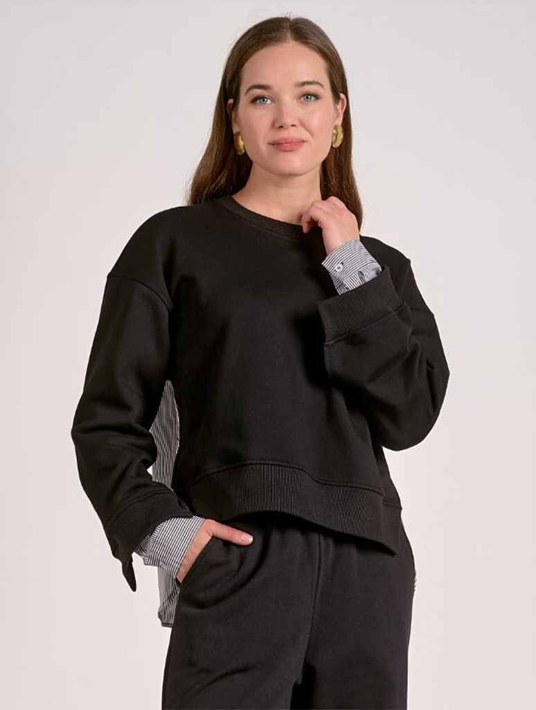 Long Sleeve Mixed Media Top