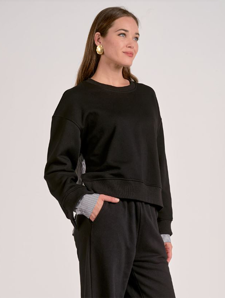 Long Sleeve Mixed Media Top