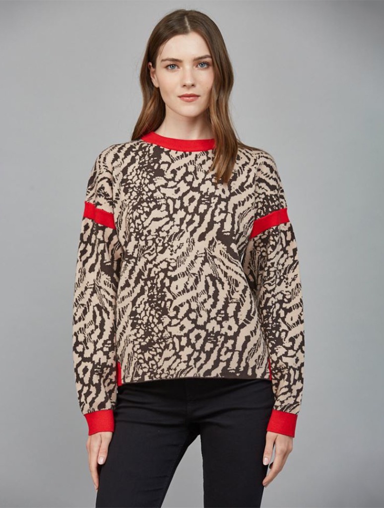 Contrast Ribbing Detail Open Back Sweater