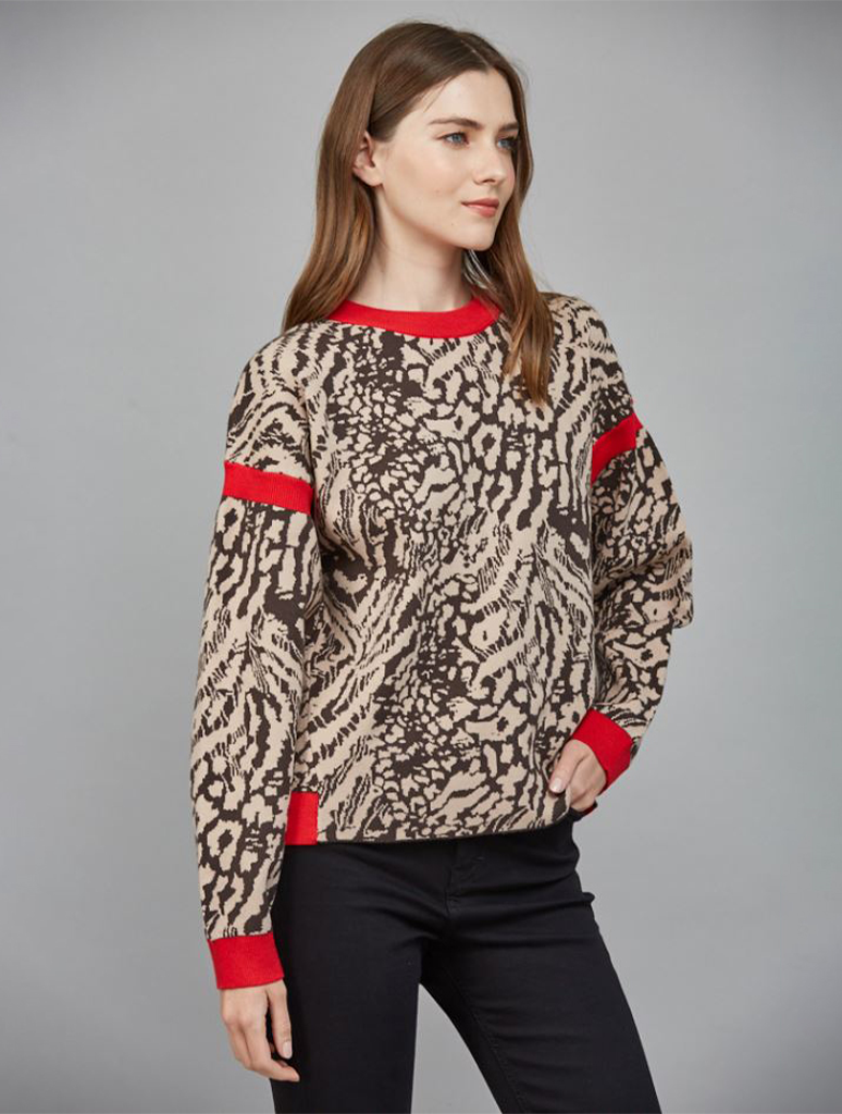 Contrast Ribbing Detail Open Back Sweater