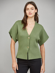 Front Button V-Neck Cardigan