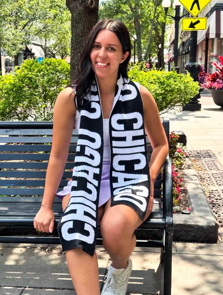 Full view of Chicago scarf displaying craftsmanship and warmth