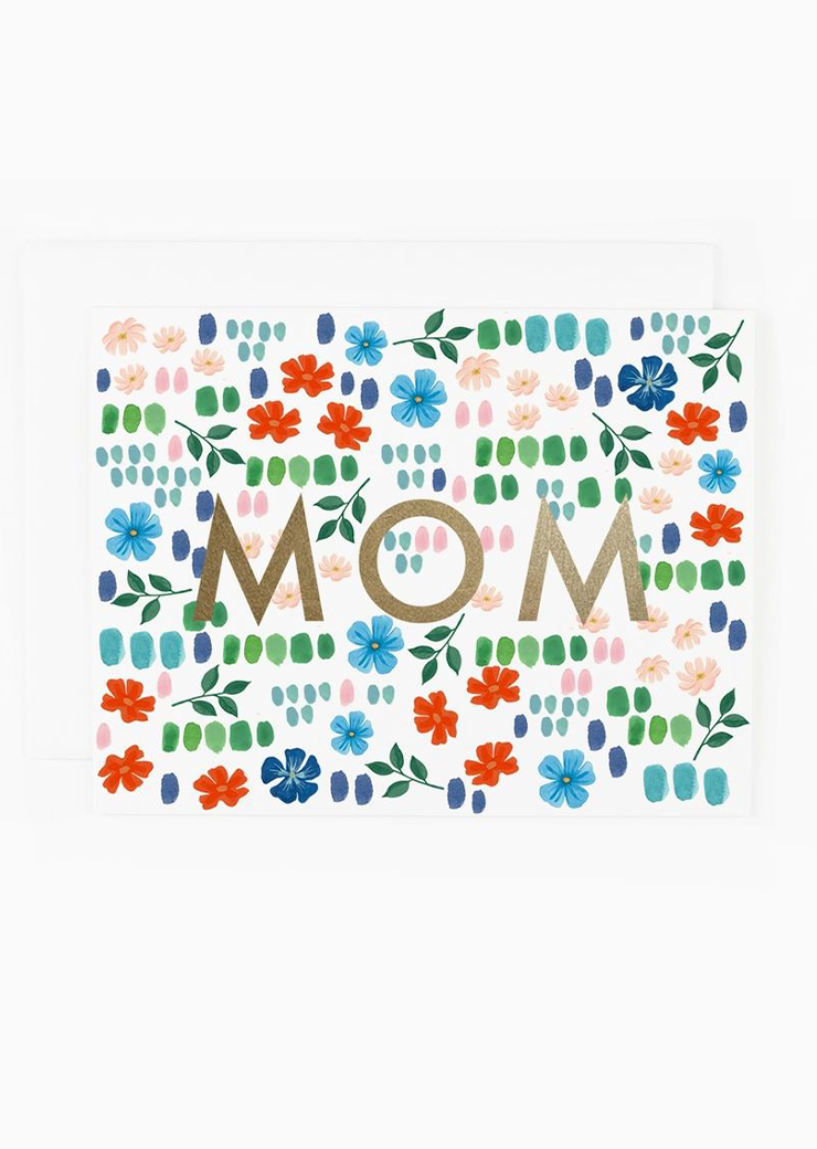 Mom Paint Marks and Flowers Card *Gold Foil