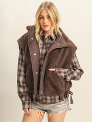 Cozy Sherpa Vest with Tie-Up Side Details