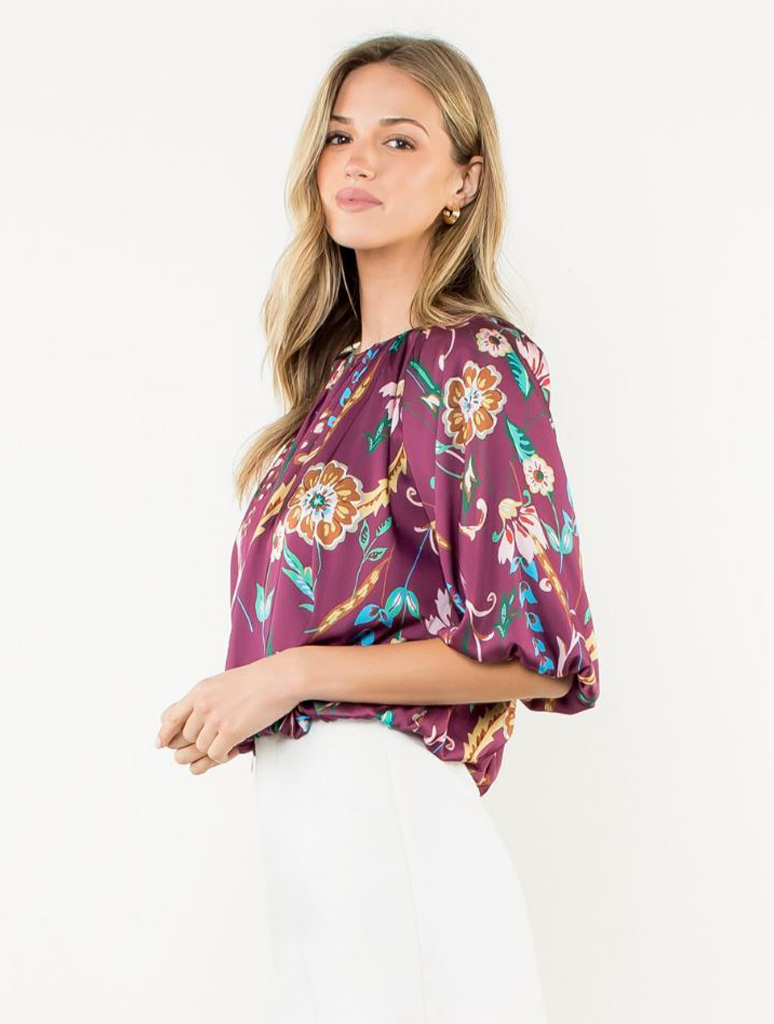 Short Sleeve Floral Flowy Top