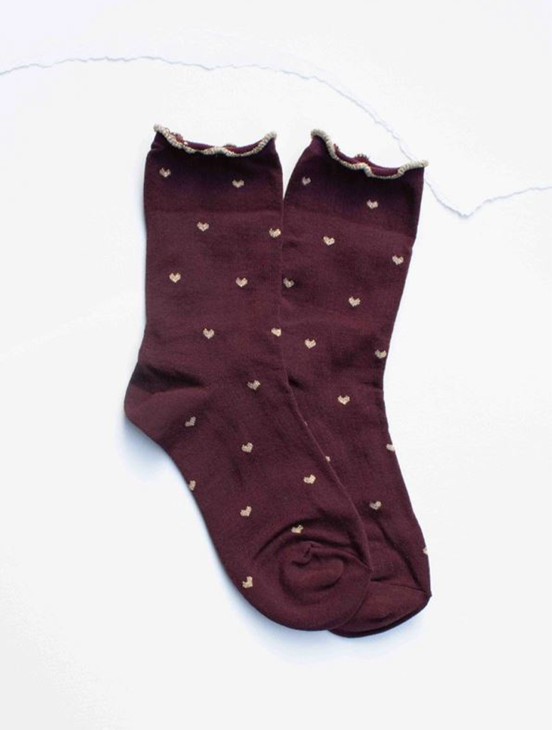 Mini Heart Ruffle Cotton Blend Socks