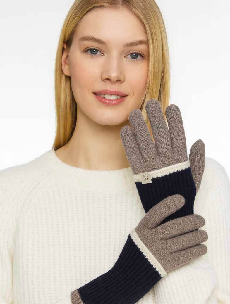 Color Block Layered Knit Gloves (Final Sale)