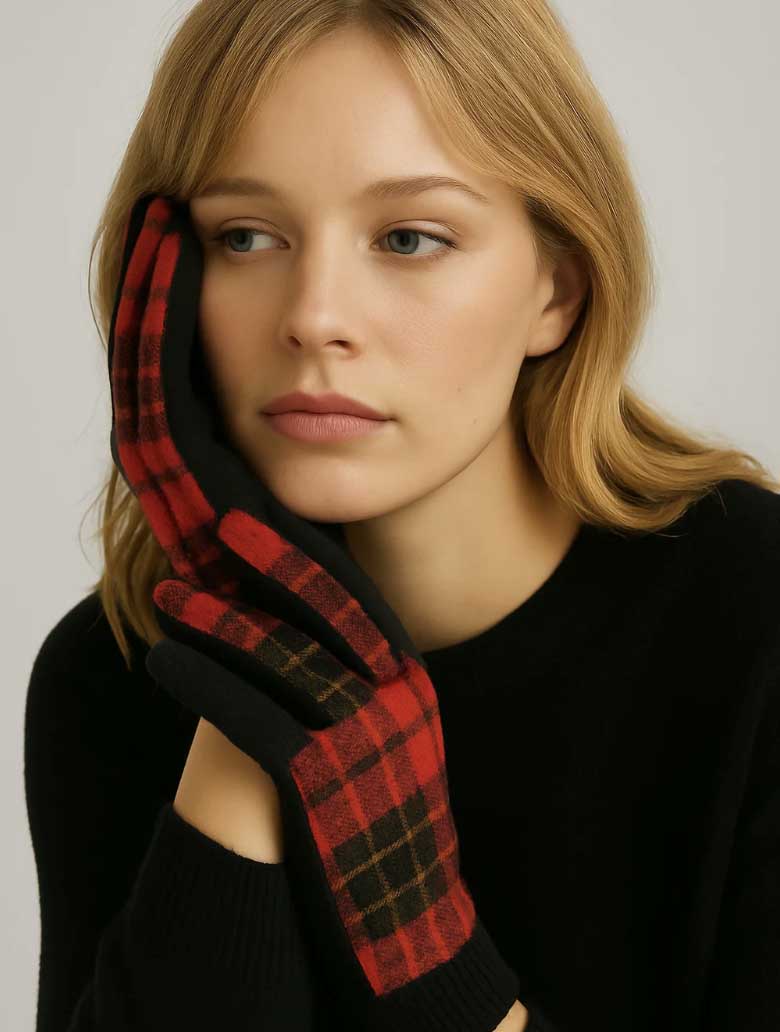 Plaid Touch Gloves
