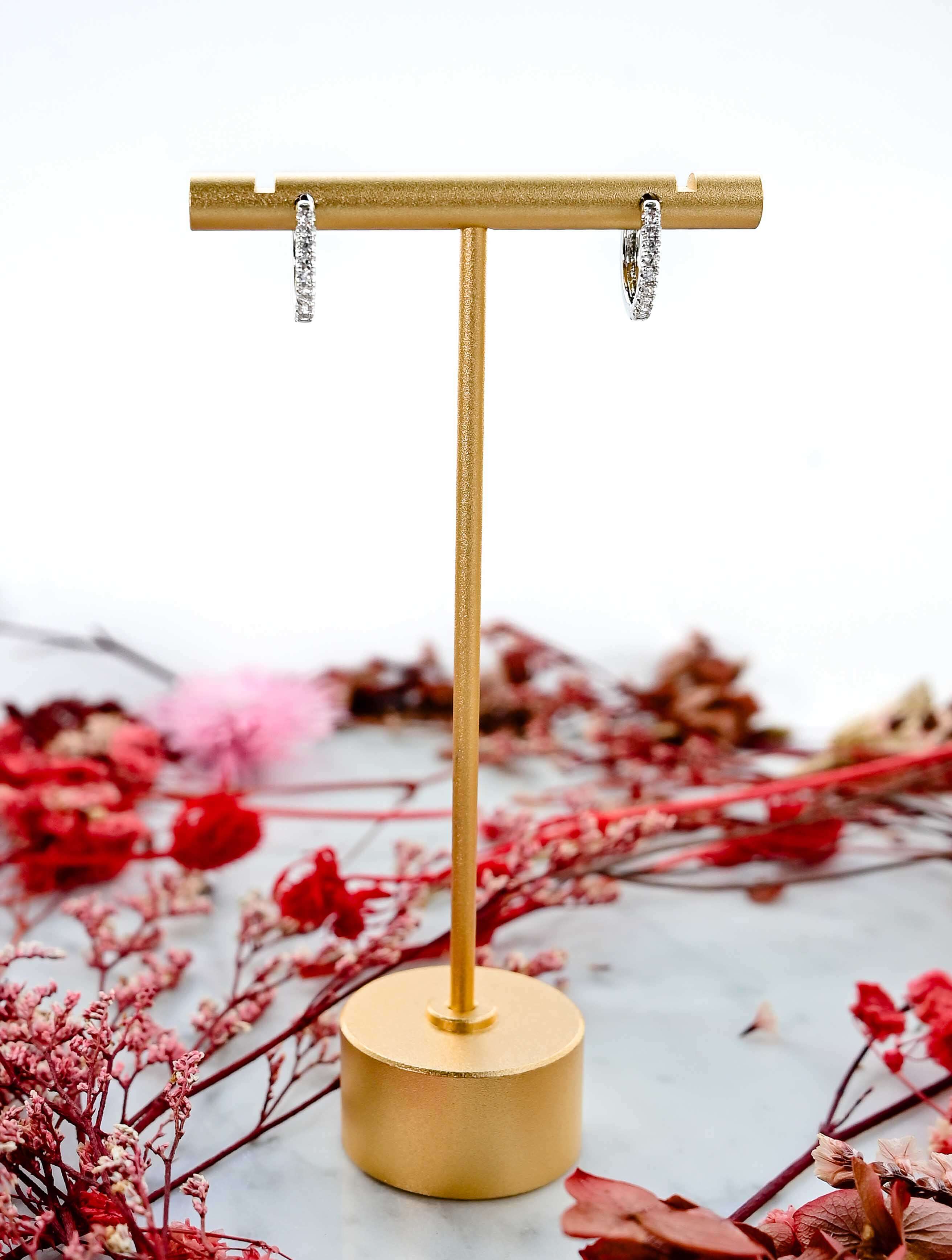 14K Gold Dipped Pave CZ Huggie Hoop Earrings