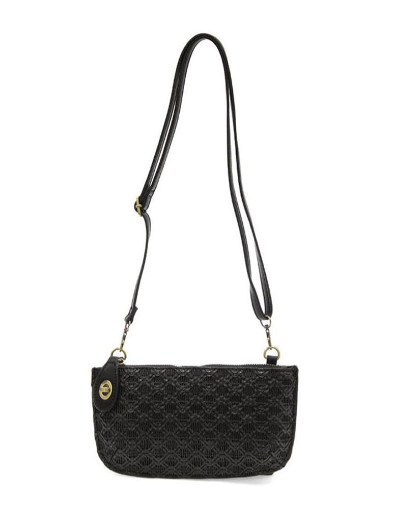 Lattice Woven Mini Crossbody Wristlet Clutch