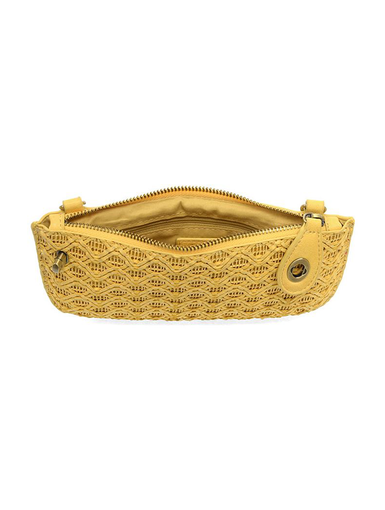 Lattice Woven Mini Crossbody Wristlet Clutch