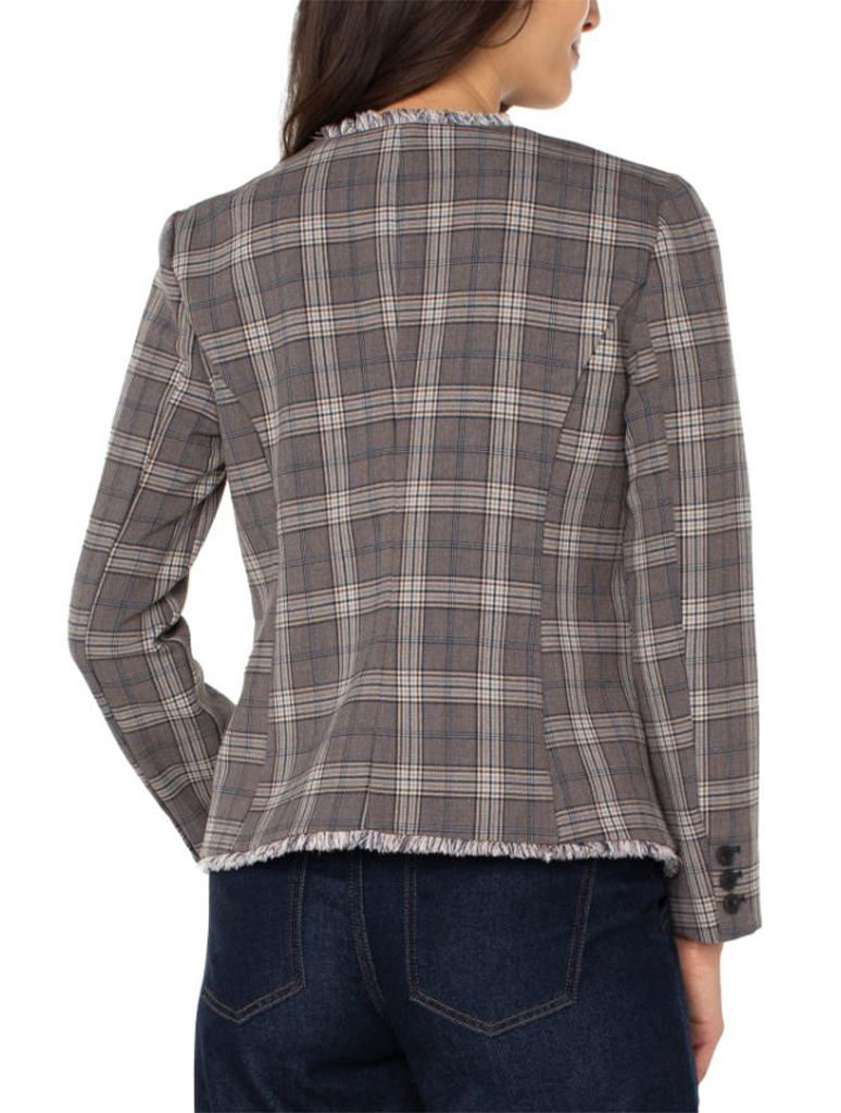 Liverpool Collarless Fitted Blazer with Fray