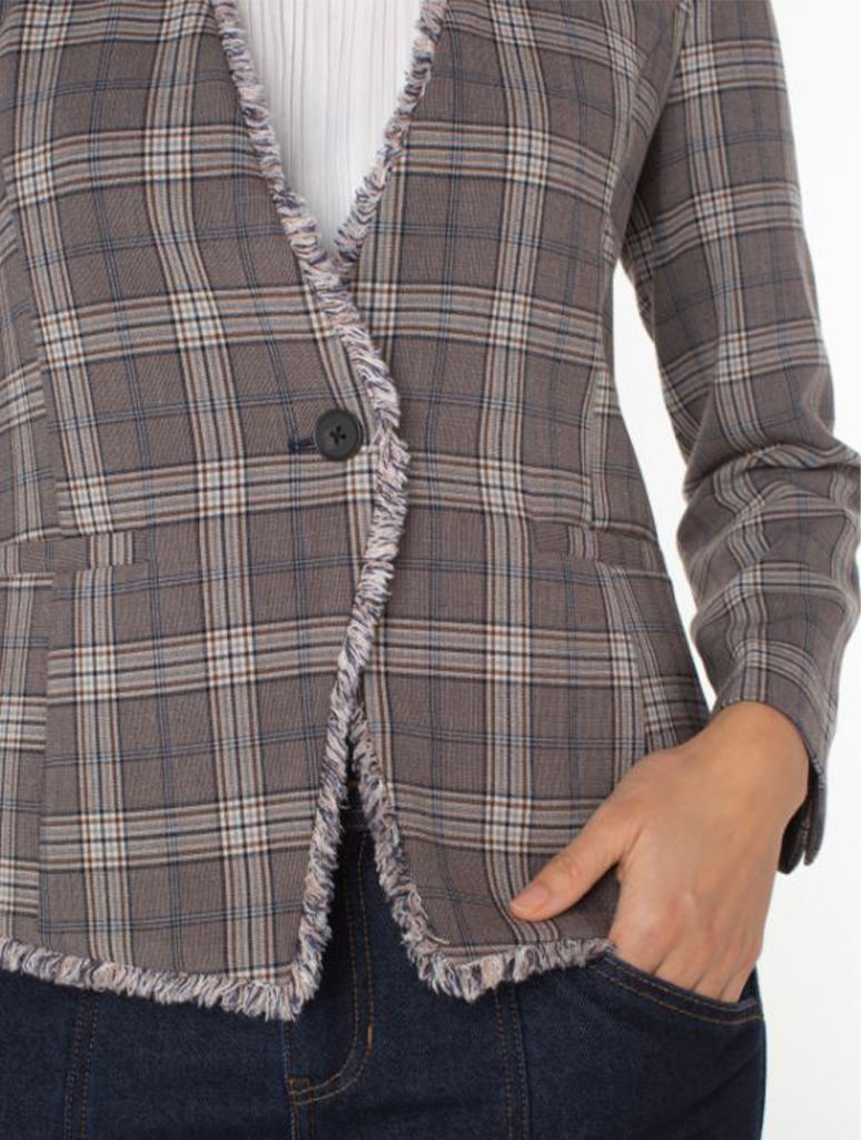 Liverpool Collarless Fitted Blazer with Fray