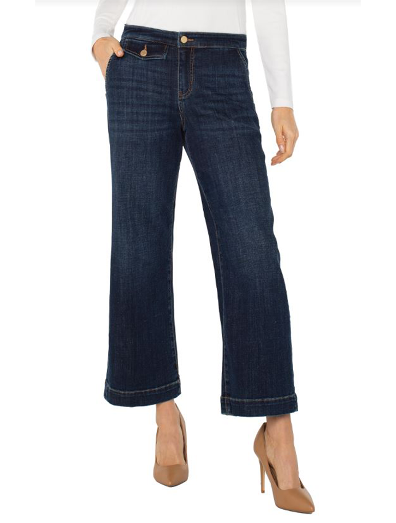 Liverpool Stride Wide Leg Jeans With Trouser Details
