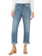 Liverpool The Keeper Boyfriend Rolled Jean with Zip Fly