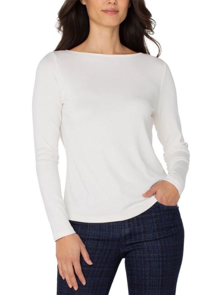 Liverpool Long Sleeve Boatneck Knit Top