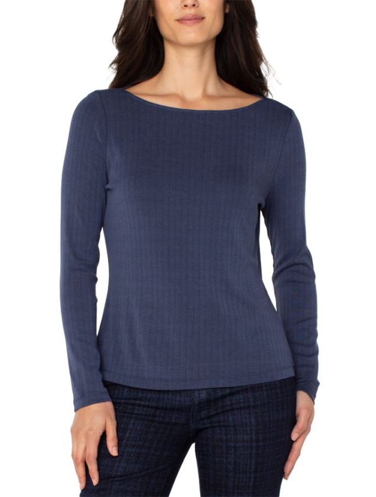 Liverpool Long Sleeve Boatneck Knit Top