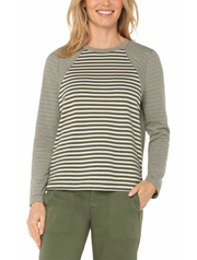 Liverpool Long Sleeve Crew Neck Knit Top With Seaming (Final Sale)