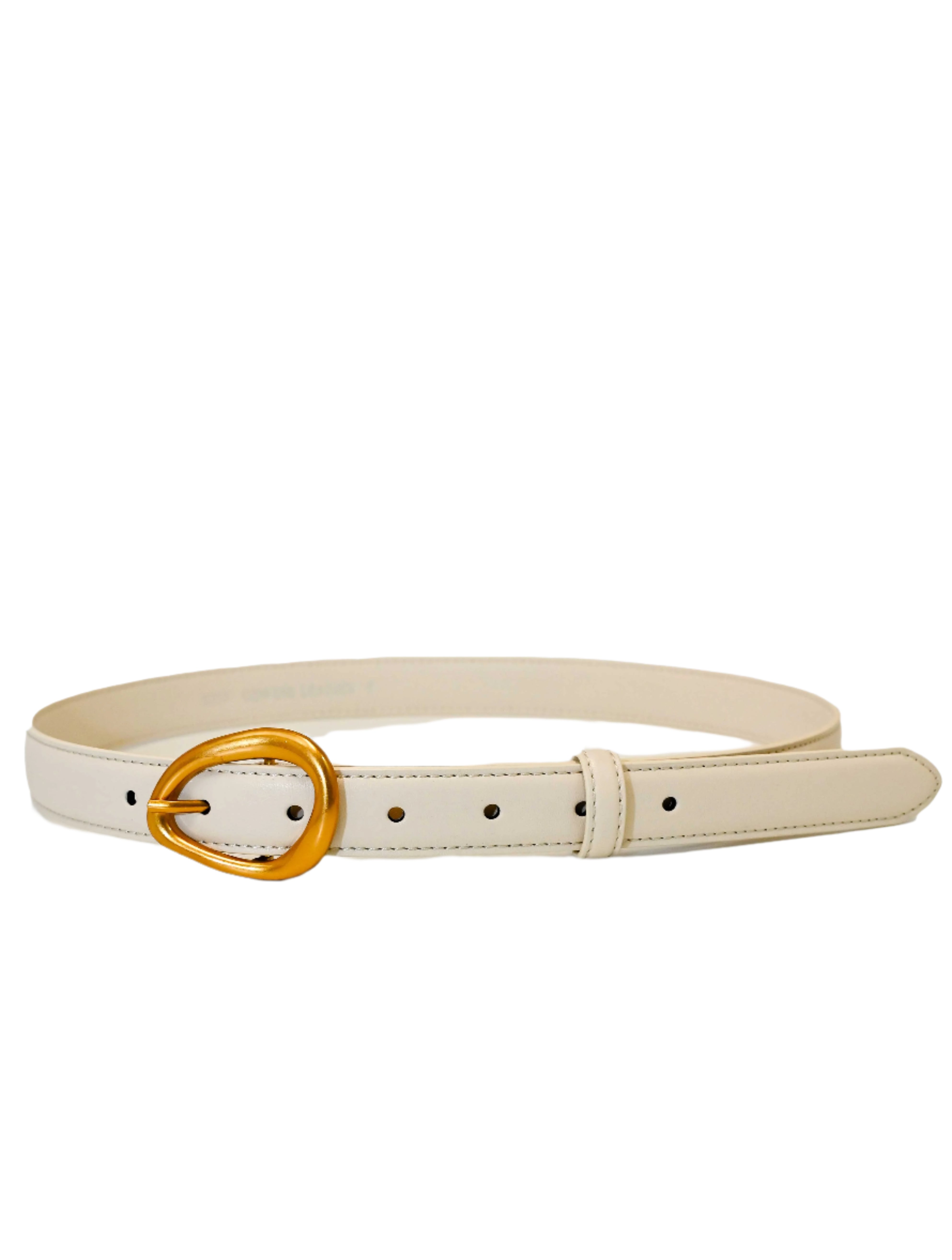 Everyday Leather Belt with Asymmetrical Oval Buckle