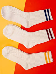 Waffle Pattern Striped Socks