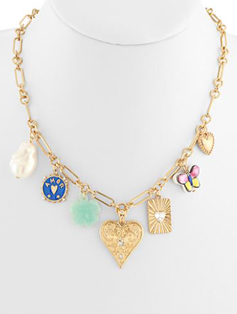 Heart and Multi Charm Necklace