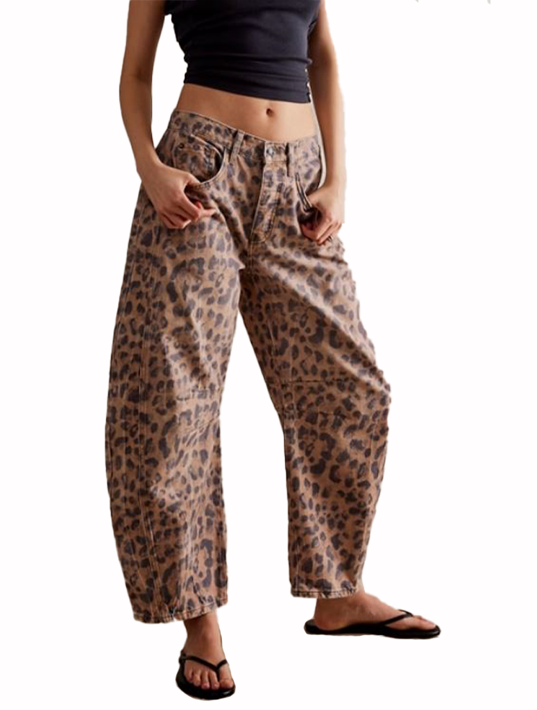 Free People Good Luck Printed Barrel Pant