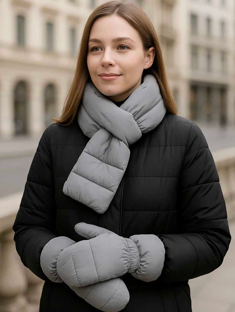 Solid Matte Ribbed Puffer Keyhole Scarf (Final Sale)