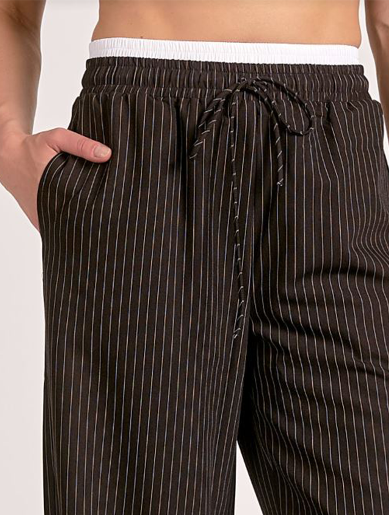 Double Waistband Pinstripe Trouser