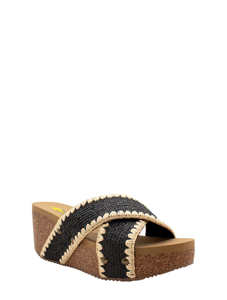 Volatile Antigua Woven Raffia Wedge Sandal