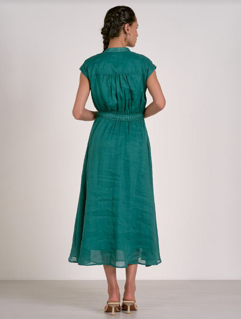 Midi Short Sleeve Tie Waist Dress