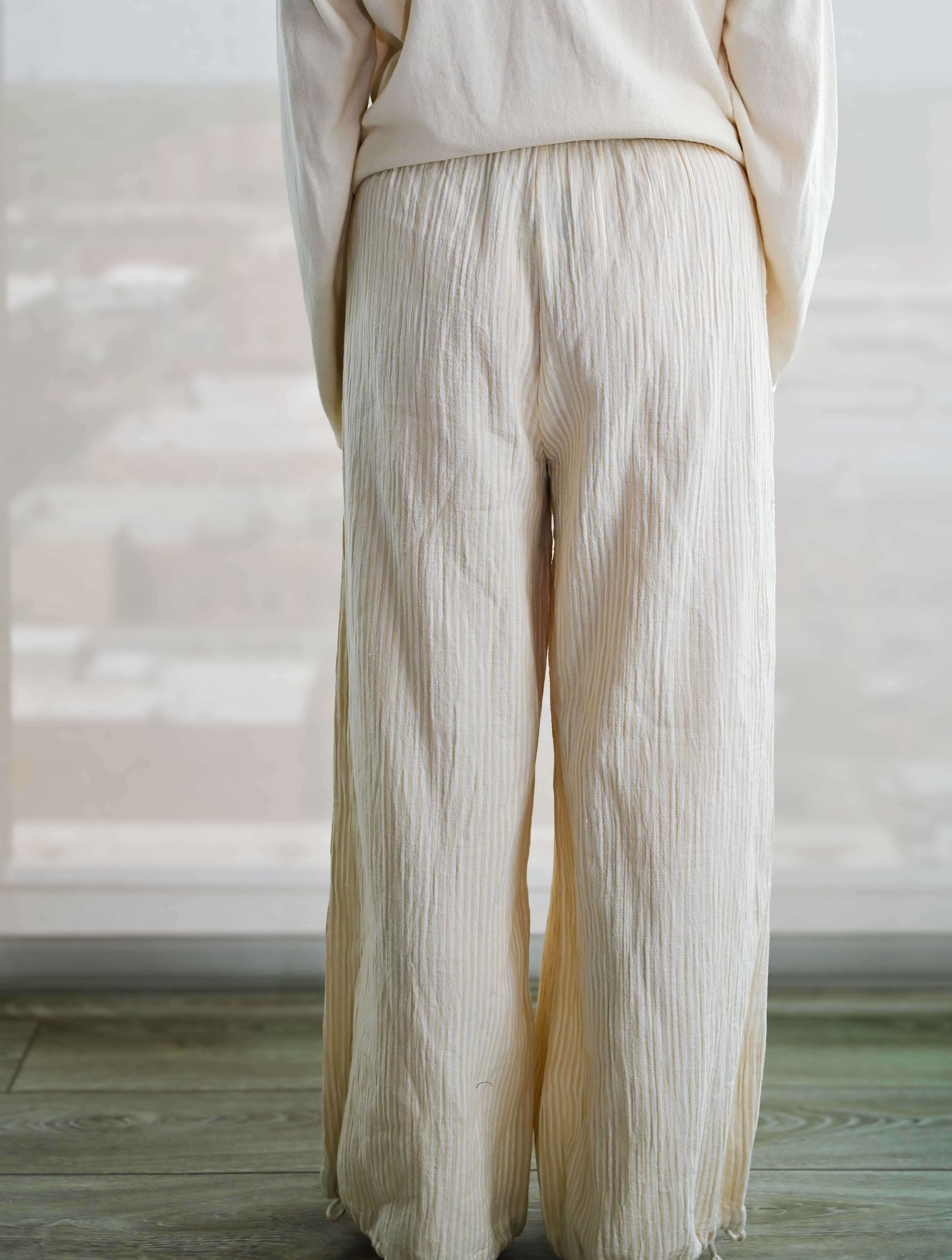 Ginny Double Weave Stripe Gauze Pull On Pants