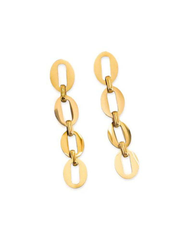 Dangling Oval Chain Earrings