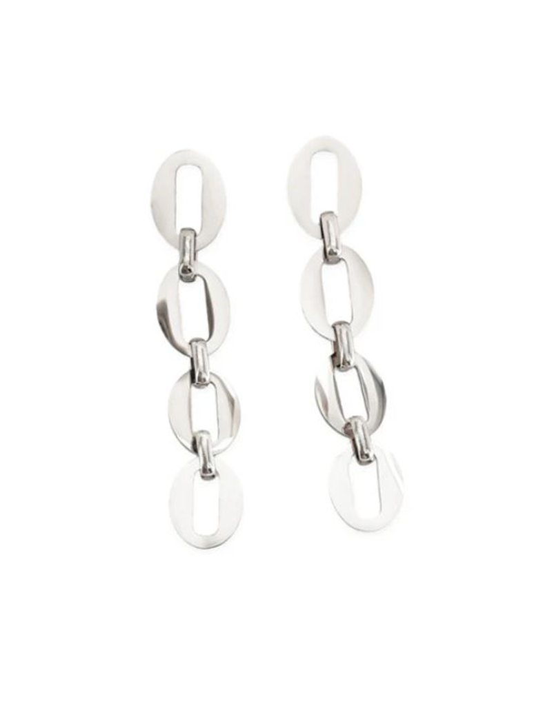 Dangling Oval Chain Earrings