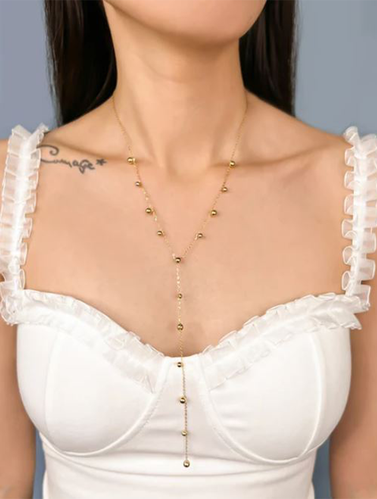 Water Resistant Beaded Lariat Necklace
