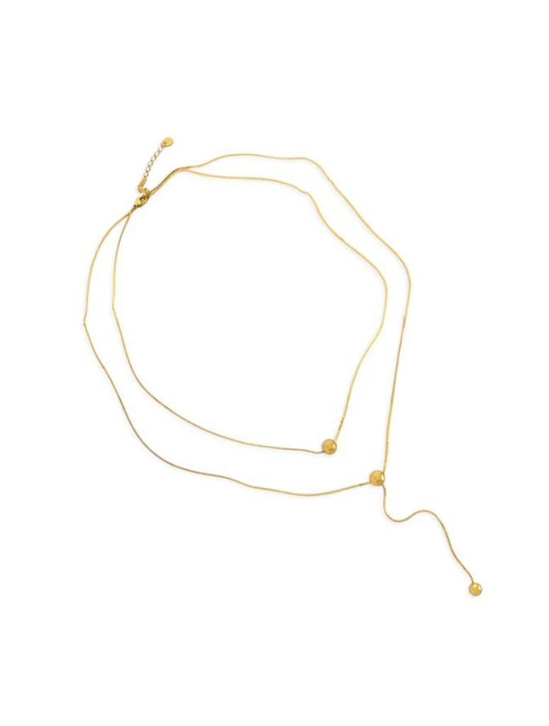 Water Resistant Double Layer Bead Lariat Necklace