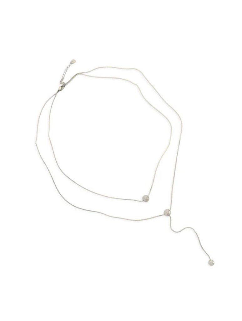Water Resistant Double Layer Bead Lariat Necklace