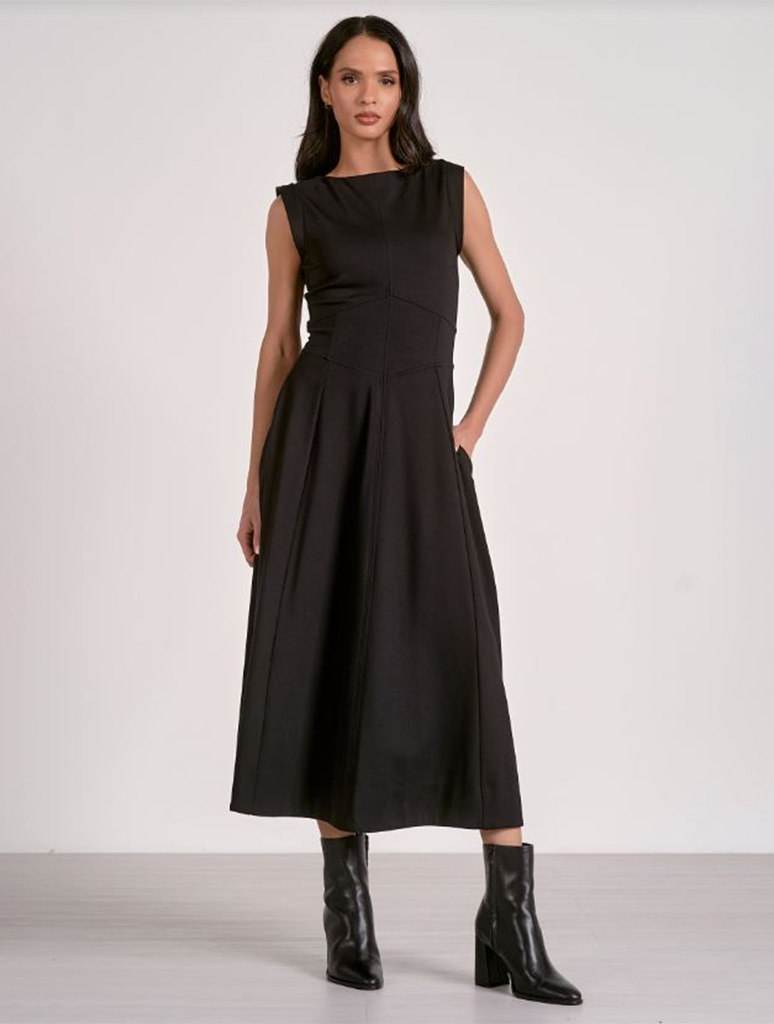 Midi Sleeveless Dress With Seaming