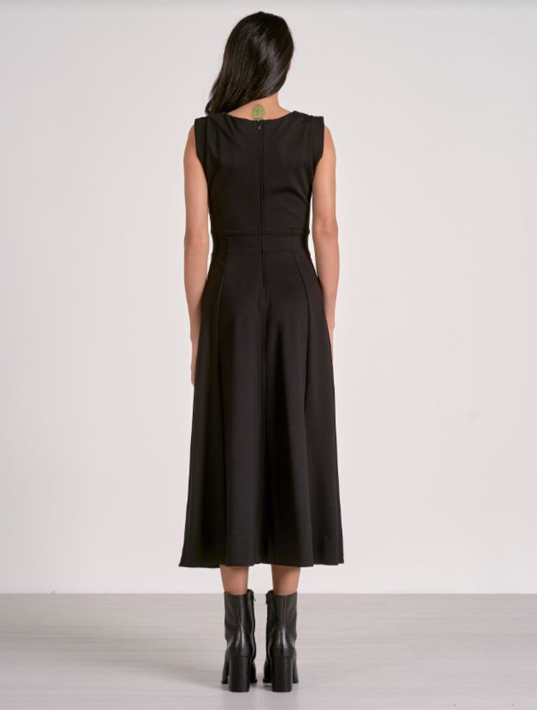 Midi Sleeveless Dress With Seaming