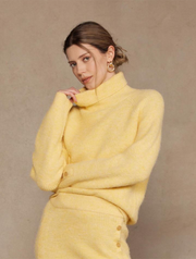 Button Sleeve Mock Neck Sweater