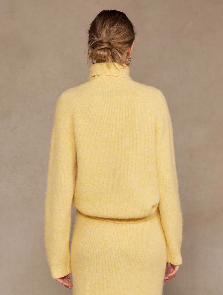 Button Sleeve Mock Neck Sweater