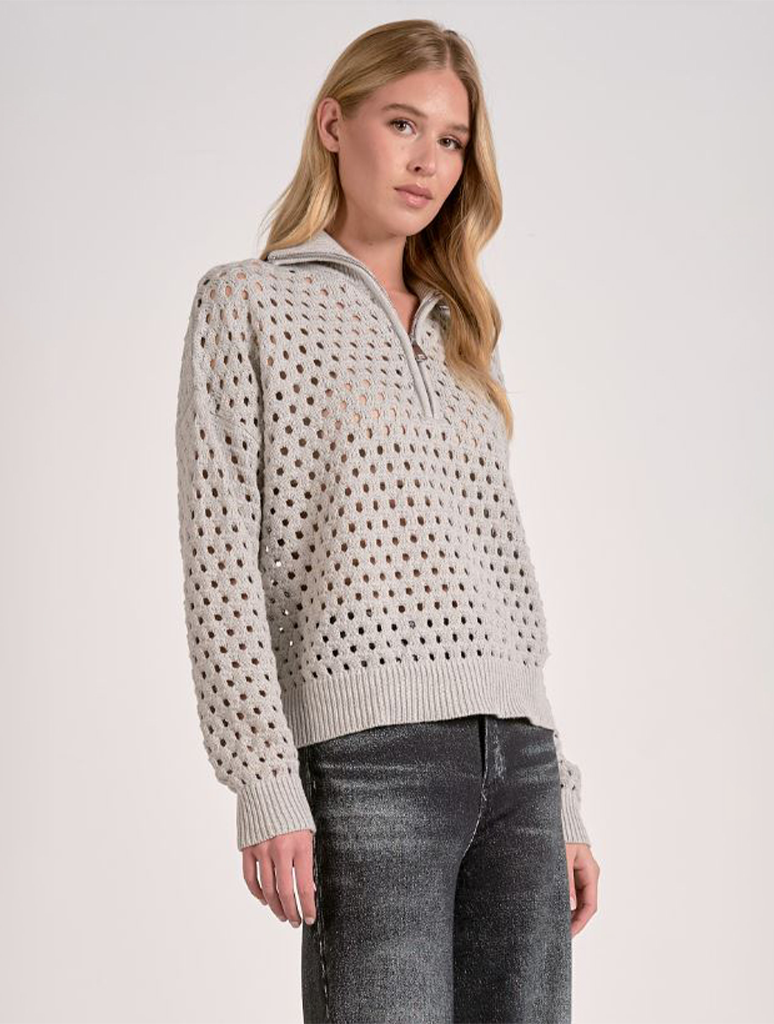 Quarter Zip Collared Knit Sweater