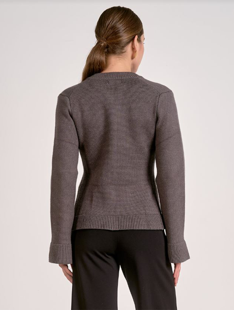 Flared Button Up Sweater With Pocketsv