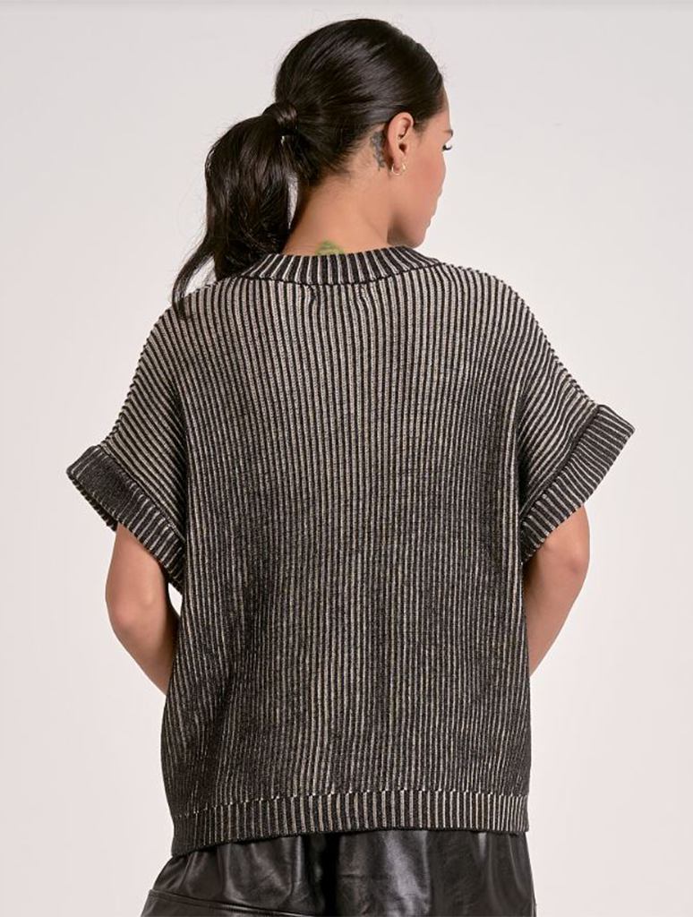 Short Sleeve Ribbed Crewneck Sweater