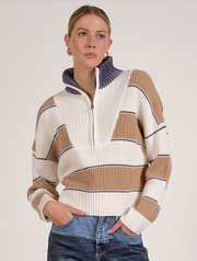 Striped Quarter Zip Sweater