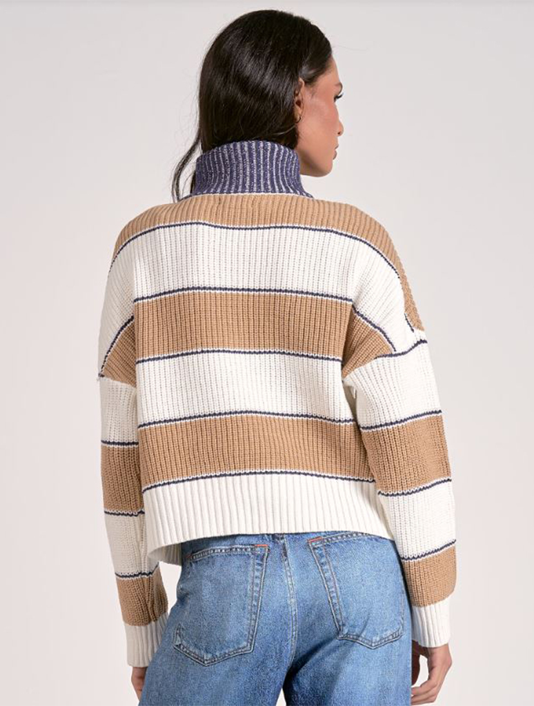 Striped Quarter Zip Sweater