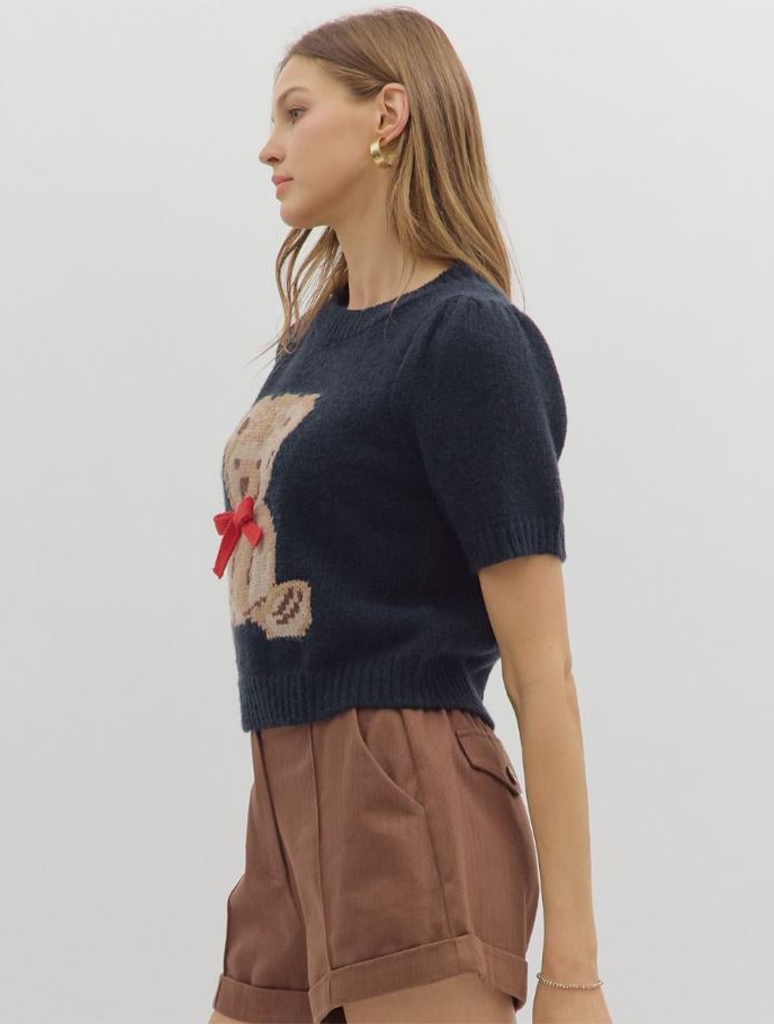 Teddy Bear Short Sleeve Sweater