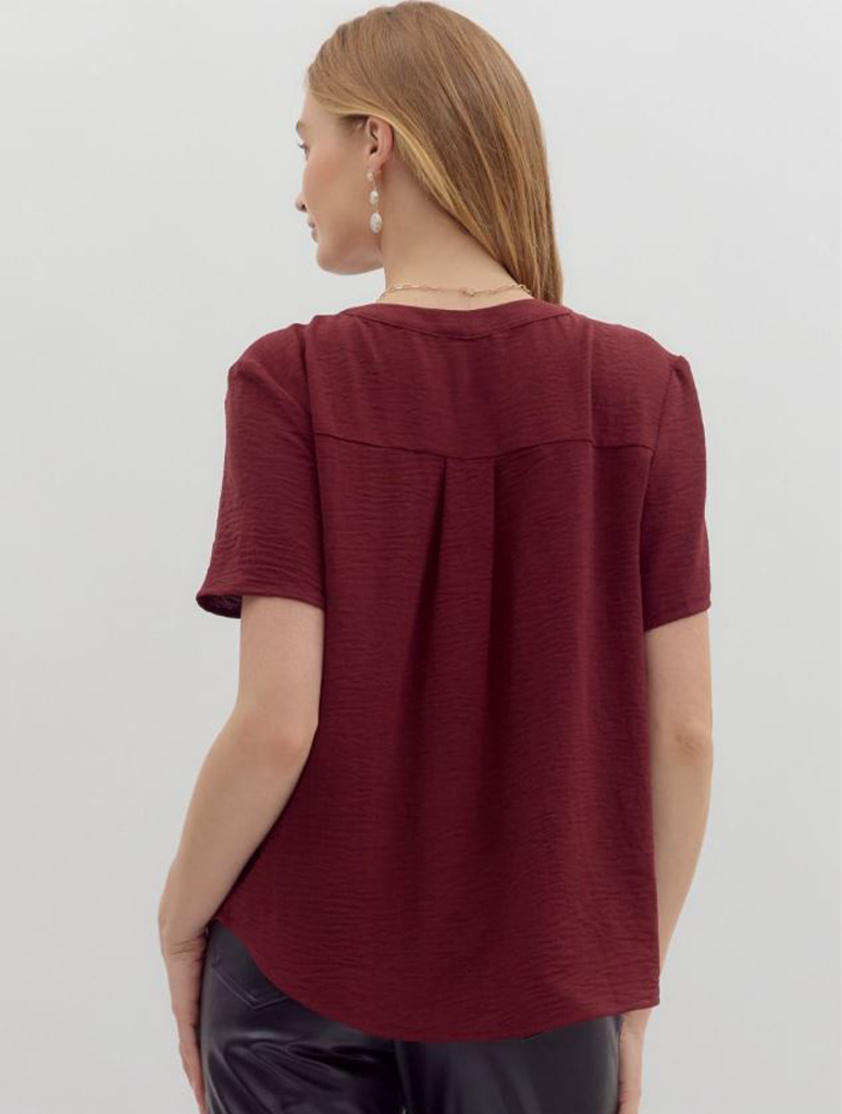 Classic V-Neck Short Sleeve Blouse